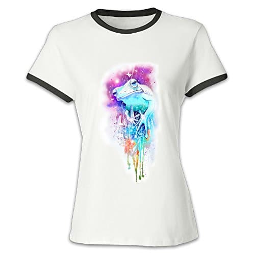 Color-blocking Scoop Neck Tee ATTACK OV THE MONSTER FROG Tee-shirts For Female
