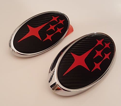 2008-2014 Hatchback Wagon Carbon Fiber Emblem Decals Compatible with Subaru WRX STI Hatchback Wagon (Red)