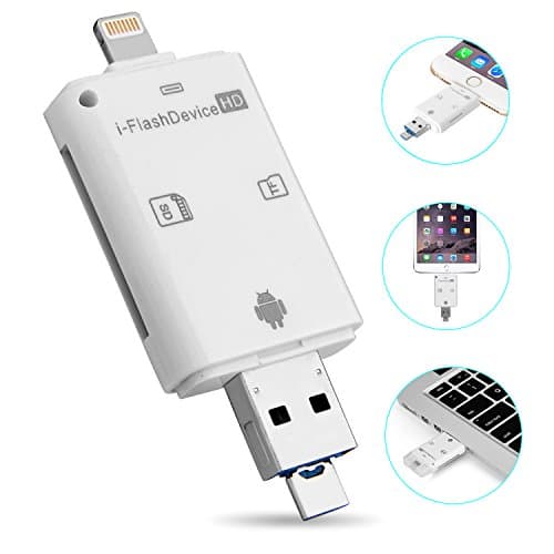 Hltd 3-in-1 USB i-Flash Drive High Speed Lightning Micro SD SDHC TF Card Reader Memory Stick Pen Drive for iPhone 5/6/6s/7/ iPad/iPod/Itouch/Mac/PC