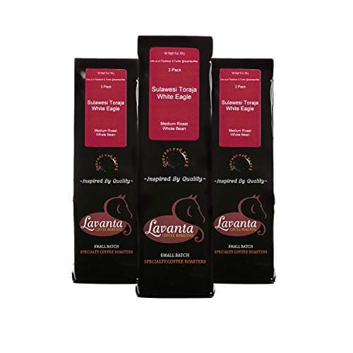 Lavanta Coffee Roaster's, 3 Packs Sulawesi Toraja White Eagle, Medium Roast Whole Bean