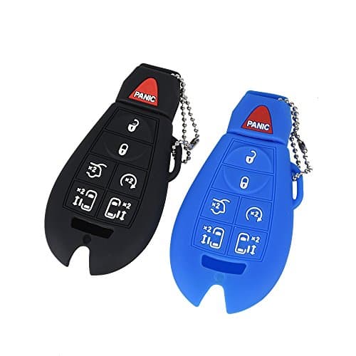 Fontic 2PCS Rubber Smart Key Fob Remote Cover Case Protector Wallet Keyless Jacket for Chrysler Town and Country Dodge Grand Caravan