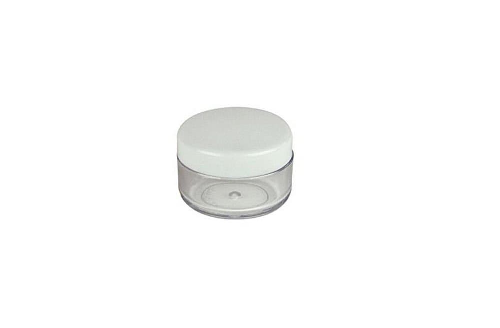 TOPWEL 25PCS 10g/15g/20g Refillable Plastic Screw Cap Lid with Clear Base Empty Plastic Container Jars for Nail Powder Bottles Eye Shadow Container Lot Powder Container (20g, White)