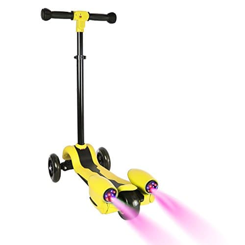 PUAI Kick Scooter for Kids, Atomizing Kid Scooters with LED Light Up Wheels, Rocket Sprayer and Sound Effect, Adjustable Height