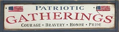 Rustic Patriotic Gatherings Distressed Wood Sign