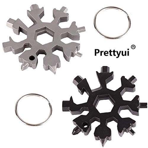Prettyui 18-in-1 Snowflake Multi-Tool Card Stainless Steel Screwdriver Keychain Combination Tools Compact Portable Outdoor Adventure Multitools