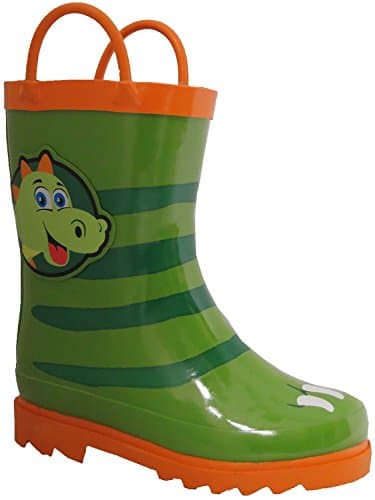 Little Boy's Dinosaurs Green Rain Boots - Size 10