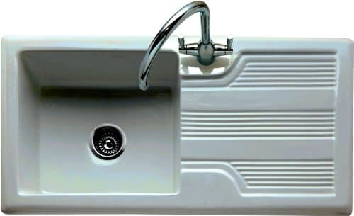 Thomas and Holland Farmhouse White Ceramic Single Bowl Kitchen Sink wastes