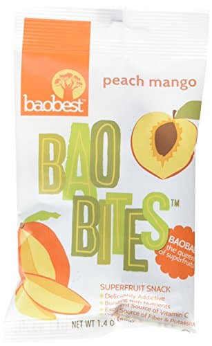 Baobest Baobites Super Fruit Snacks, Peach Mango, 40g (12 Count)
