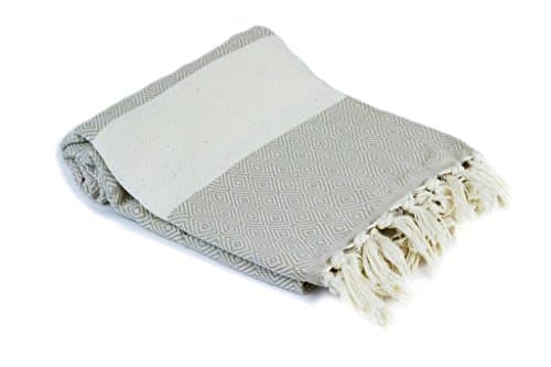 INDULGE Peshtemal Fishbone Pattern - Multifunctional Flat Woven Turkish Towel - a Throw - Blanket - Pareo - Sarong - Beach Towel - Yoga Mat (100% Cotton) (1, beige)