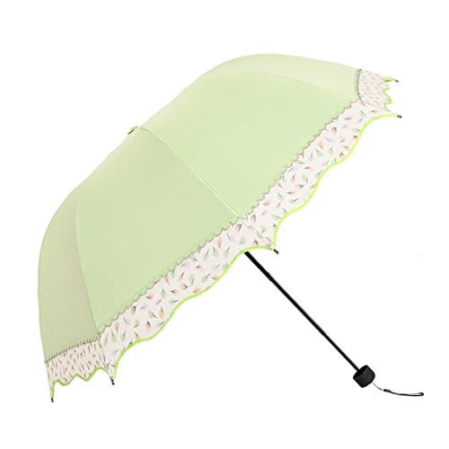 Tripod Compact Travel Umbrella - Manual Open / Close Folding Sun Umbrella UV Protection UPF 50+ - Compact Travel Rain Umbrella for Women