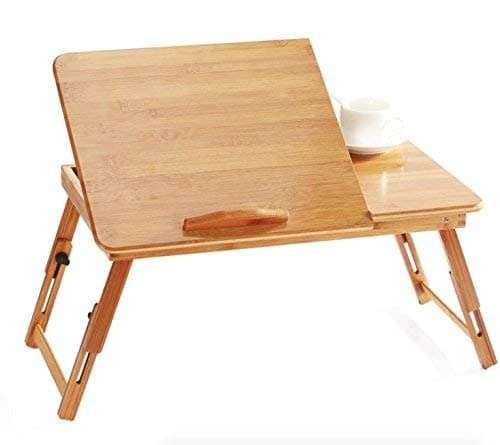 YDHBD Portable Bamboo Foldable Laptop Desk Notebook Adjustable Height Tray Table Bed Table 3 in 1 with Drawer, without Ventilation Slots, 50cm*30cm*30cm