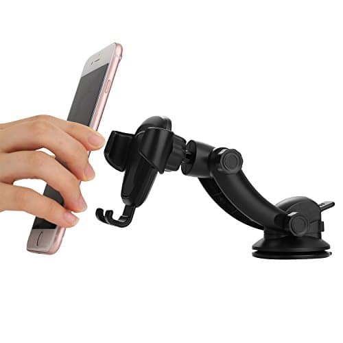 IKOPO Easy to Use Car Phone Holder,Gravity Car Mount Suitable for iPhone Samsung Galaxy LG Nexus & More Smartphones(Black) (Dashboard)