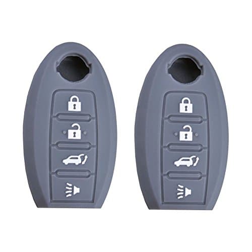 Pack of 2 Gray Silicone Smart Remote Key Cover Key Fob Skin Covers replacement for Nissan Maxima Altima Gt-r Sentr Murano