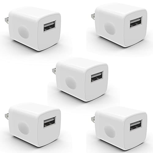 PowerJive USB AC Universal Travel Charger Adapter for iOS Devices, (5 Pack) - White