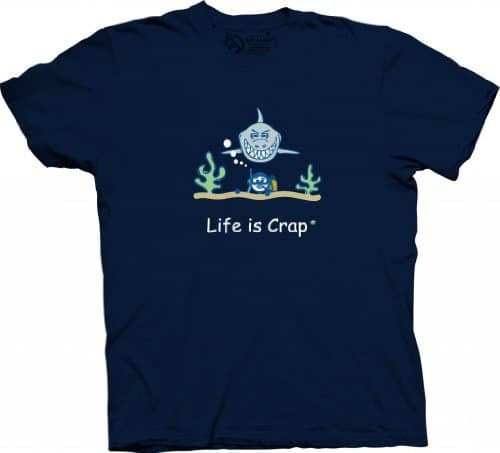 Life Is Crap - Scuba Shark-Navy-L