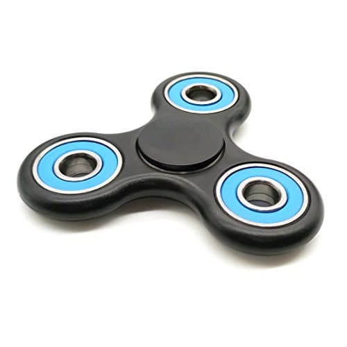 Amileeo High Speed Fidget Spinner Helps Focusing Thinking Stress Reducer Relieves Anxiety Boredom Tri-Spinner Focus Anti-Anxiety Toys for Kids and Adults(Black+Blue)