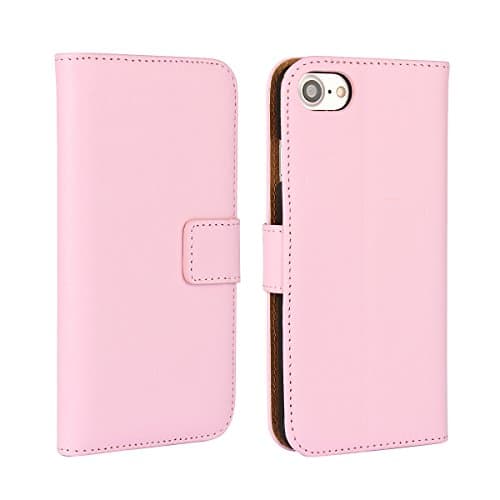 Iphone 7 Plus Case Iphone 8 Plus Case Wallet Genuine Leather Pink Women Cover Flip Card Holder Luxury Protective Case (Pink)