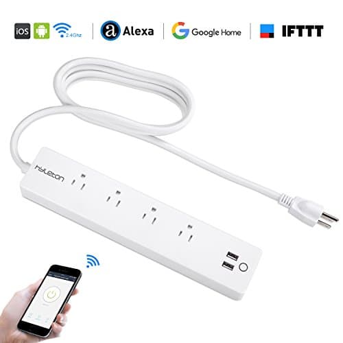 Smart Power Strip, Hyleton Wifi Surge Protector with 4 Smart AC Plugs and 2 USB Charging Ports for Multi Outlets Power Socket Extension Cord,Voice Controlled by Alexa and Google Assistant