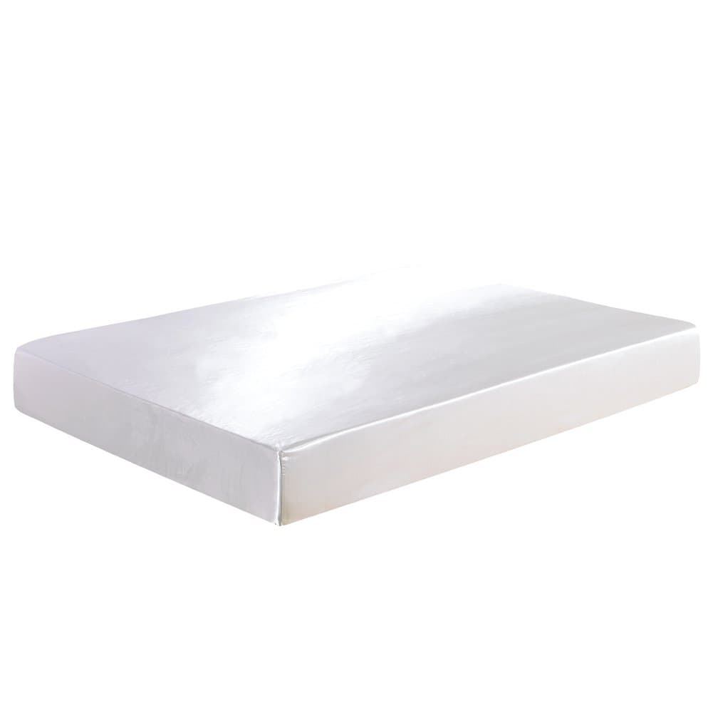 Zangge BeddingLuxury Soft Satin Fitted Sheet 12" Extra Deep King Size White