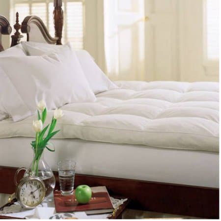 Cluster Top Feather Bed Pillow Top Baffle Box 233 Thread Count Filled with White Goose Feathers and Goose Down for a Soft Dreamy Wonderful Night's Sleep in the Bed and Bedroom (Full)