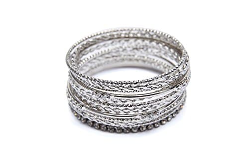 Womens stainless steel high polished 13- pieces stackable bangle bracelet