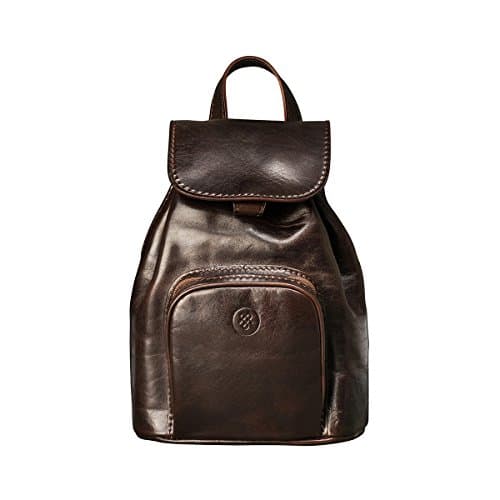 Maxwell Scott - Womens Luxury Classic Italian Leather Small Rucksack Backpack - Handmade in Italy - The Popolo Dark Brown
