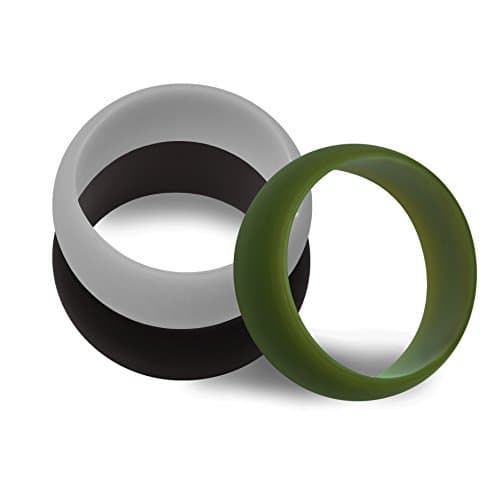 CAJJ Mens Silicone Wedding Ring - 3 Rings Pack - Black, Hazard Orange, Army Green, Cool Grey (9.5 - 10.0 (19.8mm), Army Green, Black, Cool Grey)
