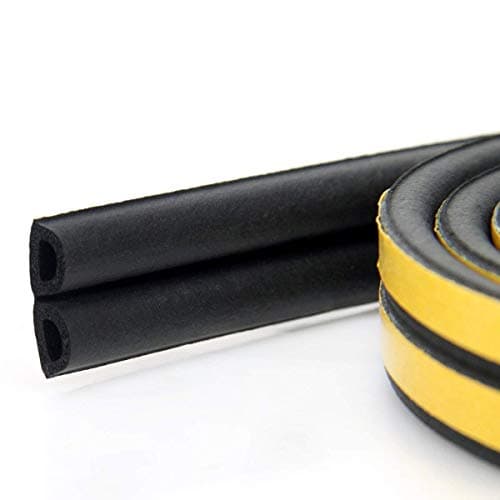 Self-Adhesive EPDM Doors and Windows Draught Excluder Foam Seal Strip Soundproofing Collision Avoidance Rubber Weatherstrip 3/8-Inch x 1/4-Inch x 2.5-Meters Total 2 Pack 10m((D Model, Black)