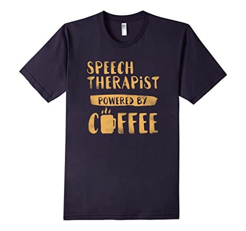 Men's Speech Therapist Powered by Coffee shirt Large Navy