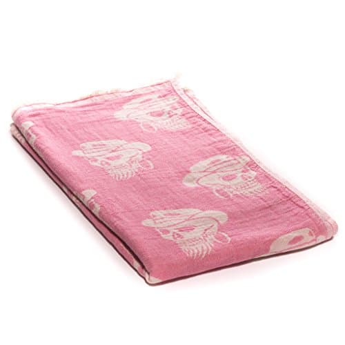 MisterCopper New 2017 Two Sided Skeleton Turkish Cotton Bath Beach Spa Sauna Hammam Yoga Gym Travel Towel Fouta Peshtemal Blanket (Pink)