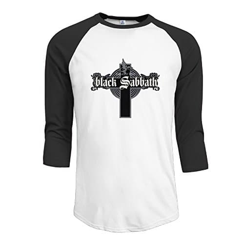 Men Black Sabbath Greatest Hits Vintage Plain Raglan T Shirt 3/4 Sleeve
