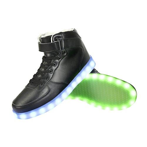 GreatJoy Cool Fun Light up LED Shoes Sneaker 7 Colors USB Charging (39/7.5B women/6D Men, Black)