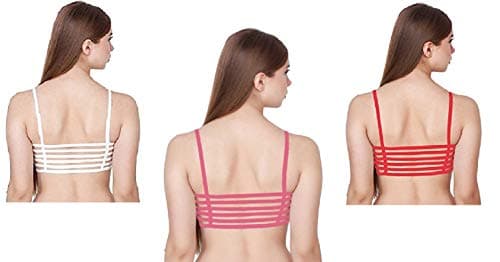 Modish Collection 6 Strap Bra Combo of 3 Padded Bralette Bra for Women & Girls in Cotton Removable Pads