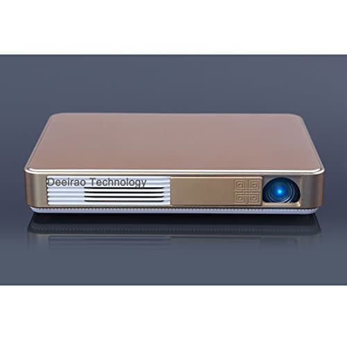 SJY 3D DLP Mini Pocket Home Theater Projector Android4.4 Octa Core GPU 1280x720 Native Resolution Support 2160P 4K UHD 1080P HDMI USB LED Lamp Alloy Body Golden