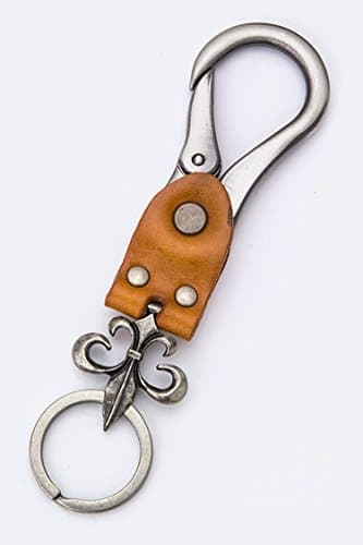 Chic Chelsea Fleur De Lis Leather Key Charm (Camel)