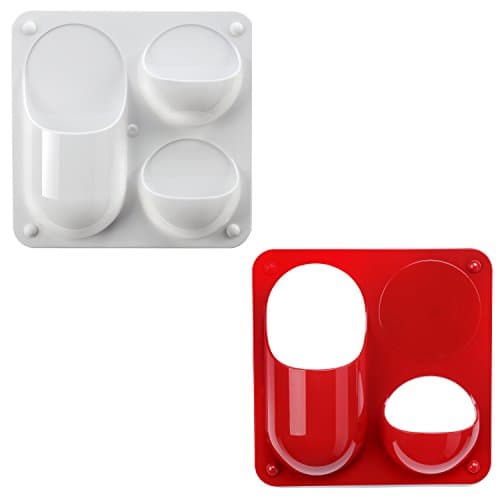 On My Desk 2 Piece Wall Hanging Storage Pockets/Air Plant Holder/Locker Caddy/Refrigerator Hanging Storage - Magnetic with Multiple mounting Options, Red/White