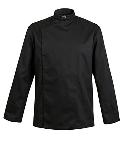 FIRENZE Long Sleeve Culinary Chef Jacket with Mandarin Collar by Clement Design (3XL - 52/54 - T5, Black)