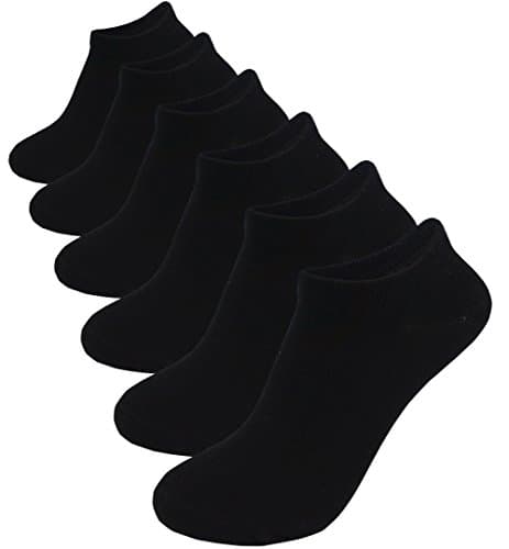 Women's No Show Socks Basic Low Cut Style Cotton Ankle Casual Socks Black 6 pairs Womens Shoe Size 6-10