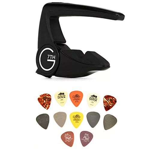 G7th G7C-P2BLK Performance 2 Guitar Capo with 12 Pick Variety Pack