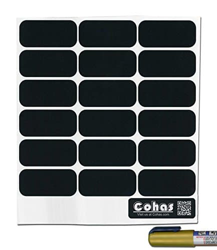 Cohas Chalkboard Labels for Party Cups and Supplies includes Liquid Chalk Marker and 54 Labels, Extra Fine Tip, Gold Marker