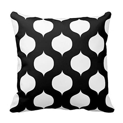 Home Decor Personalized Retro Art Print Moroccan Trellis Pattern In Black And White Pillow Cover 16x16 (two sides)