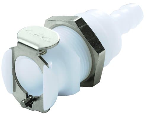 Colder PLC16004 Acetal Tube Fitting, Coupler, Straight Thru, Panel Mount, 1/4" Flow Coupler x 1/4" Barb