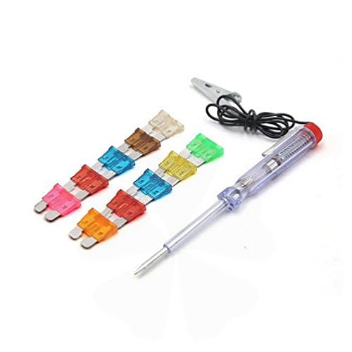 Fuxell Testers DC 6V 12V 24V Car Continuity Test Light Voltage Circuit Tester w 10pcs Blade Fuse