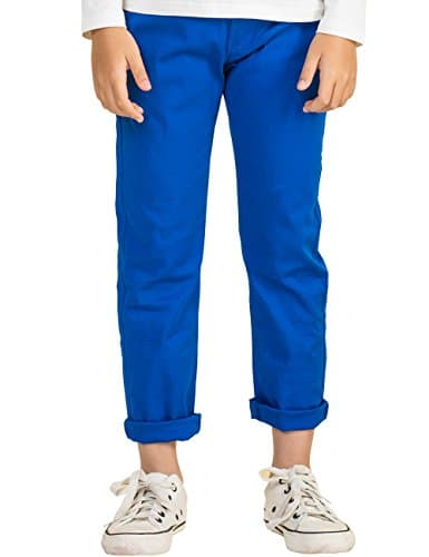 BYCR Boys' Solid Color Elastic Chino Cotton Pant for Kids Size 4-16