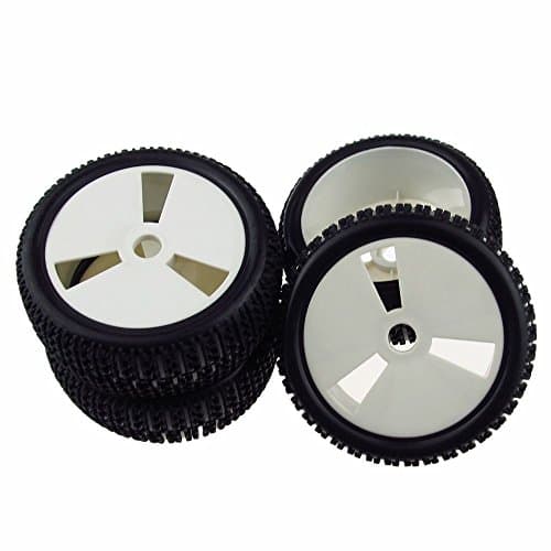 4pcs/set RC 1:8 Rally Monster Off-Road Rubber Tires Tyre & Gray Disc Shape Plastic Wheel Rim