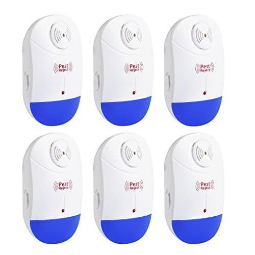 Ultrasonic Pest Control, 6 pack Repellent Plug In Indoor Electronic Repeller for Mosquitoes, Bed Bugs, Spiders, Mouse, Rodents, Ants and other Insects, Non-toxic, Humans & pets safe