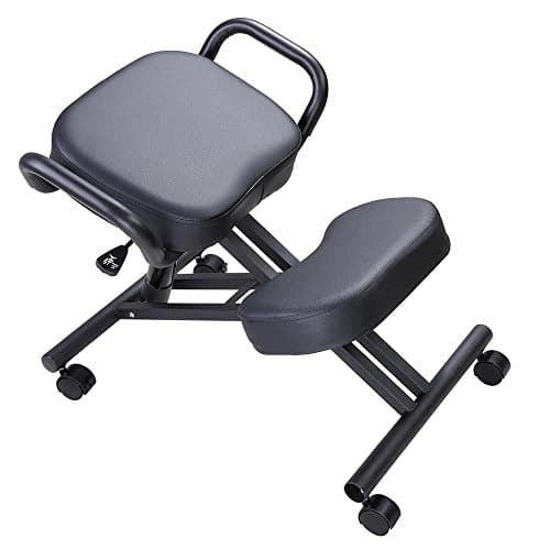 Ergonomic Kneeling Chair Adjustable Stool w/ Thick Seat Handle Casters Office
