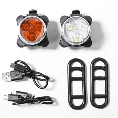 Absolute AMZ Rechargeable LED Bike Light Set - 4 Light Modes, Easy to Install, Front Light and Rear Light Set, LED Bicycle Lights, Best Bike Lights with Charging Cables