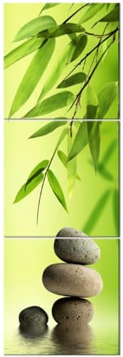 ZEN BAMBOO & STONES ready to hang 3 panel set digital wall print mounted on fiberboard/better than stretched canvas prints/Size: 16x16x1 inch X3Panels