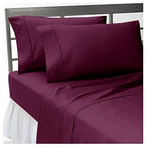 Royal Home Collection 600 Thread Count Egyptian Cotton 4pc Sheet Set 15" Inch Extra Deep Pocket, Full/ Double Bed, Wine Solid